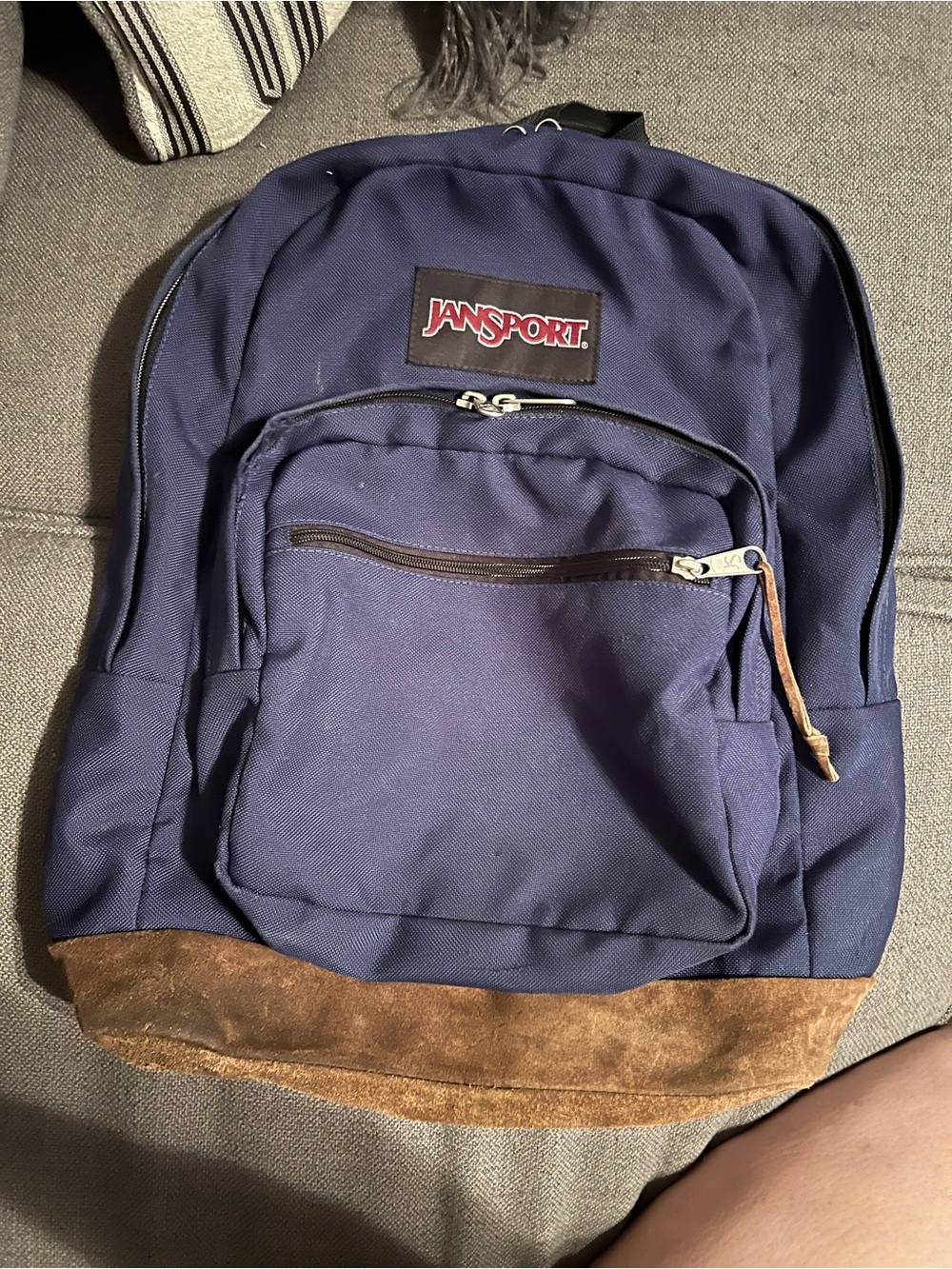 JanSport Classic Navy Backpack with Suede Base ,